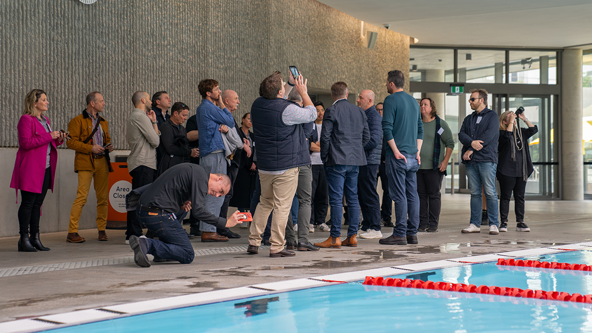 At the Parramatta Aquatic Centre, guest host Andrew Burges shared the innovative design approach that brings a sense of serenity to this remarkable project.