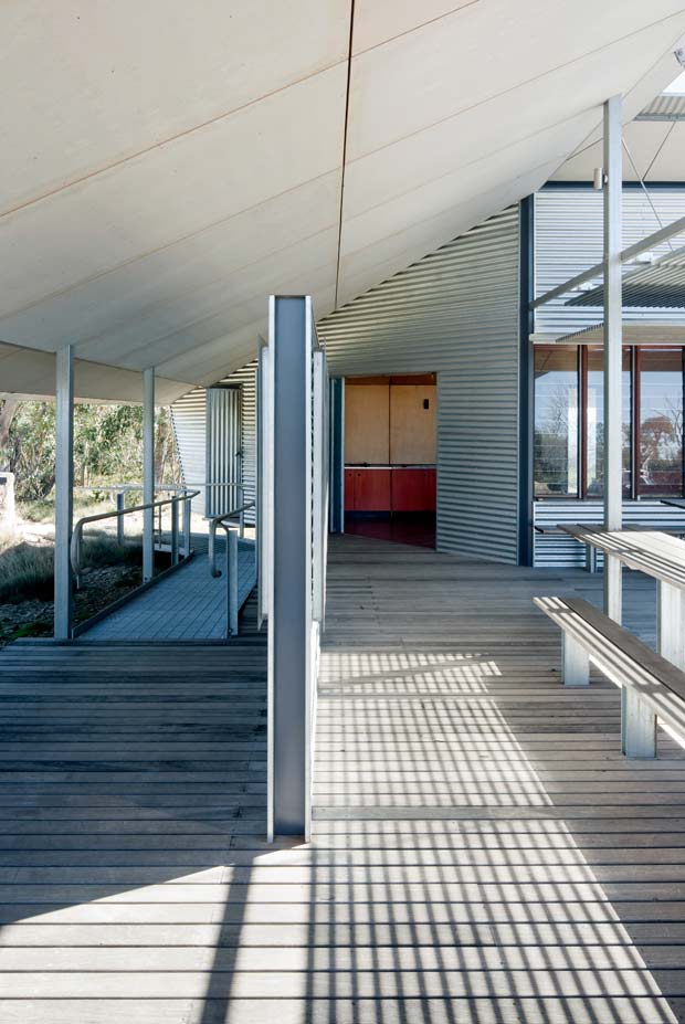 The Mt Franklin Visitors Shelter, with its environment-engaging exploded form, is anything but a typical bush hut.