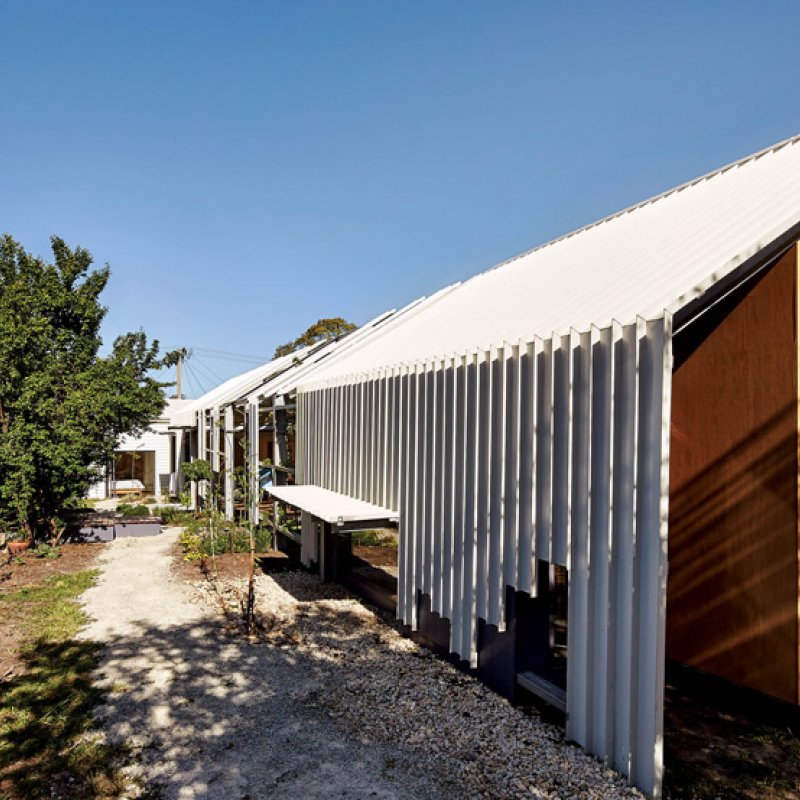 Structural steel ribs are mostly all that exist between outdoor bathing and a big sky