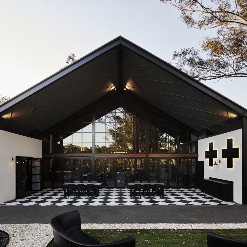 Vamp by Lisa McGuigan Cellar door clad in Lysaght WALLCLAD® in COLORBOND® steel Night Sky®