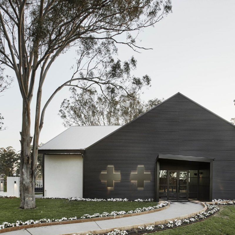 Vamp by Lisa McGuigan Cellar door clad in Lysaght WALLCLAD® in COLORBOND® steel Night Sky®